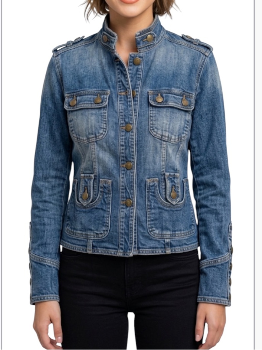 Monte Carlo Blue Denim Jacket Cotton Casual Utility Style Size: Medium - Picture 8 of 8